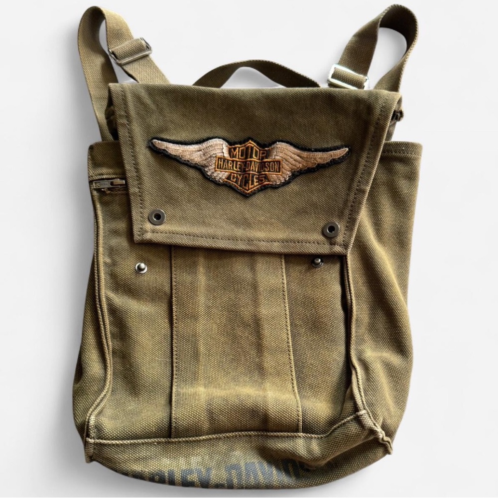 Harley-Davidson Olive Green Canvas Backpack
